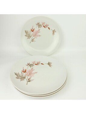 Vintage Melmac Beverly Prolon Dinner Plates 7400 Leaf Pattern Lot 4 Mid Century